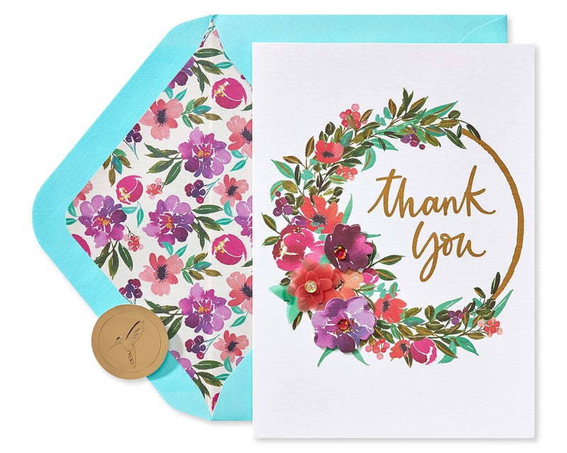 Papyrus Blank Thank You Card (Painterly Wreath) - Image 1
